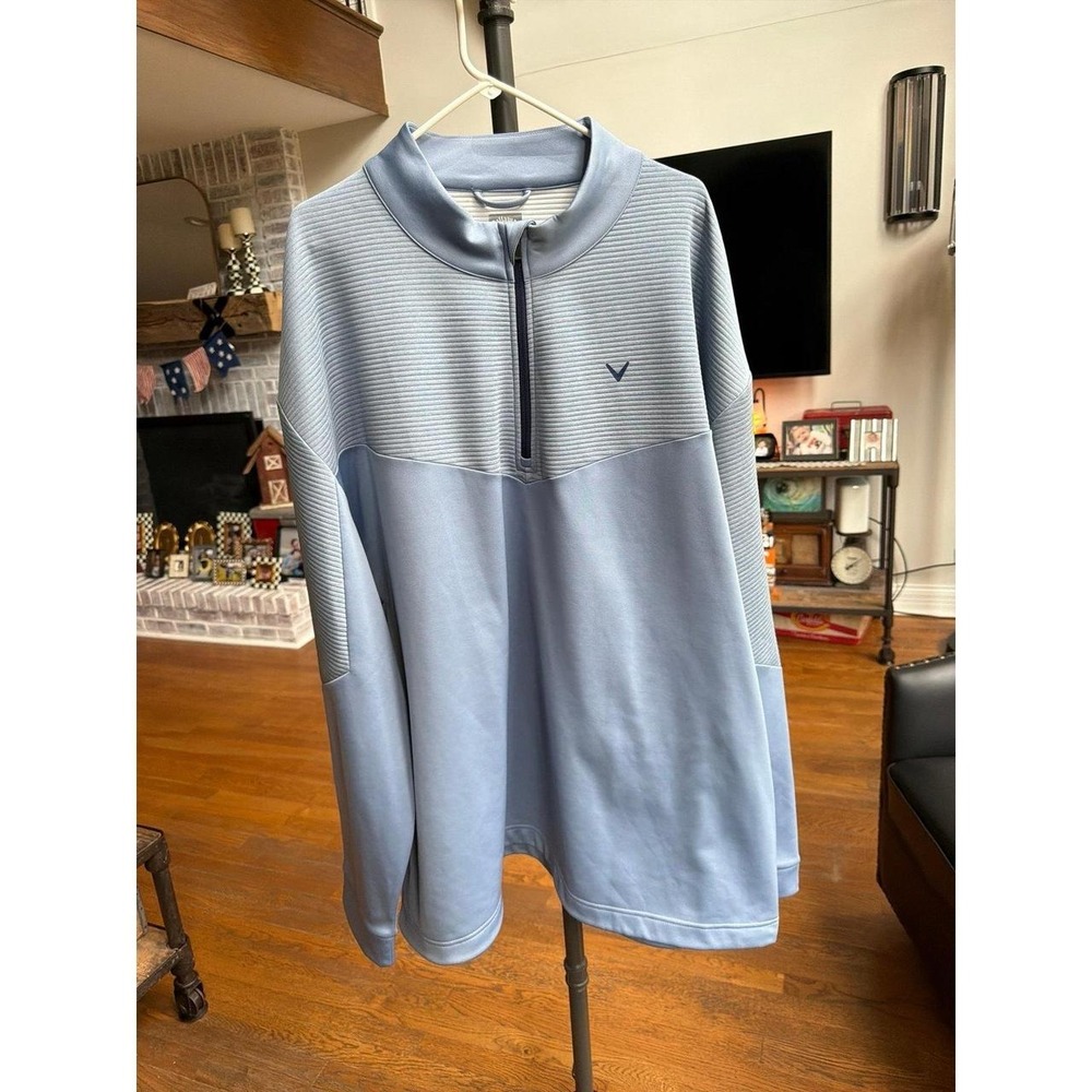 Callaway Apparel Midweight 1/4 Zip Ottoman Golf Pullover blue 4XLT